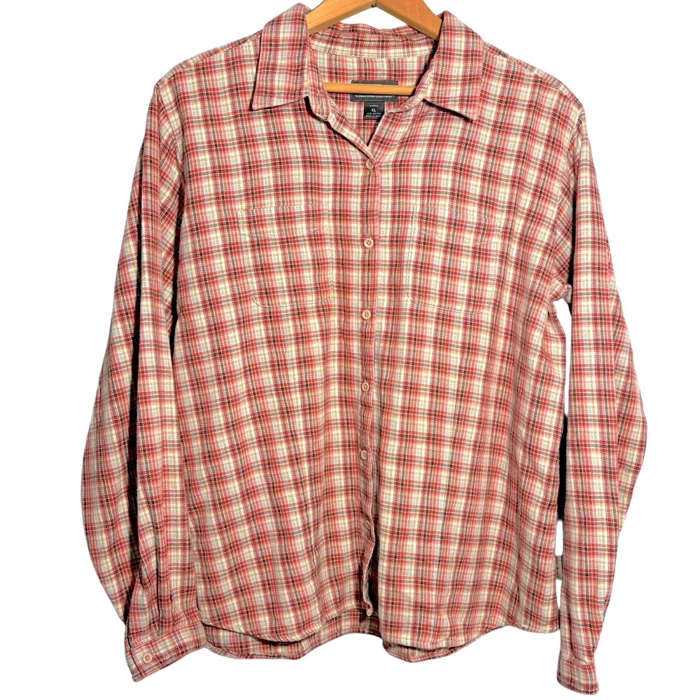WOOLRICH | Women’s Plaid Pattern Flannel Button Down Shirt size XL Button Cuffs